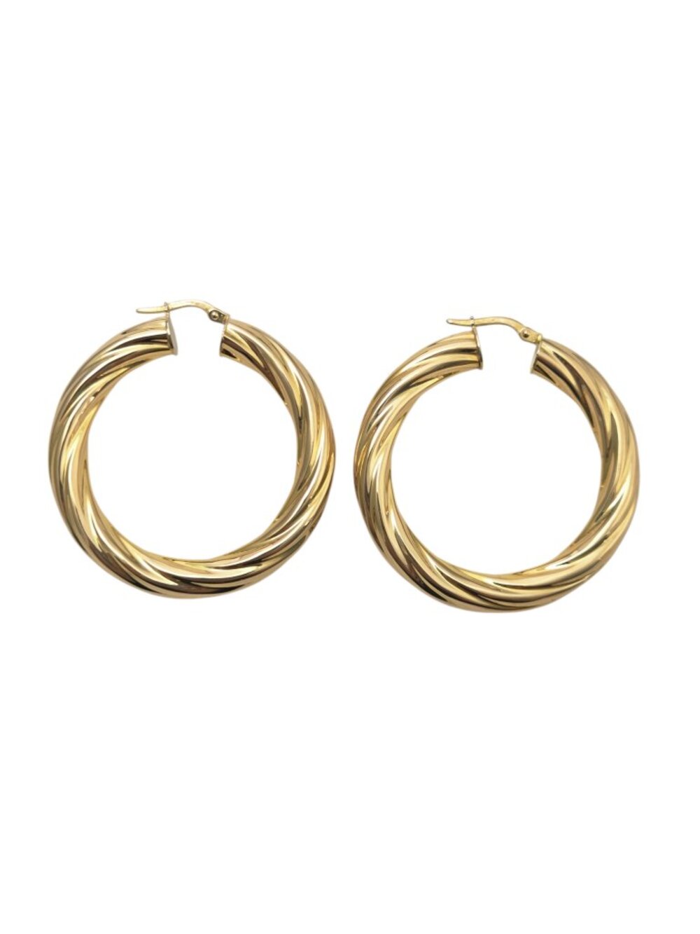 14K Yellow Gold Large Twisted Hoop Earrings #25179